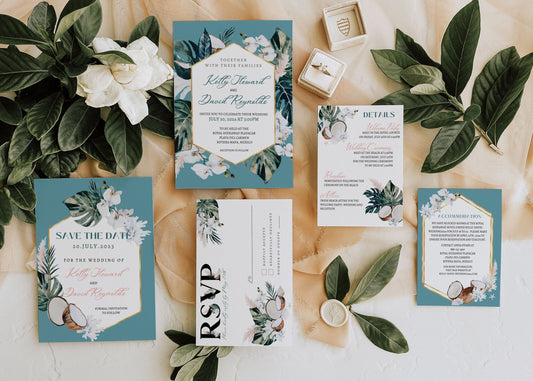 "White Coral" Digital Invitation Suite and Accessories