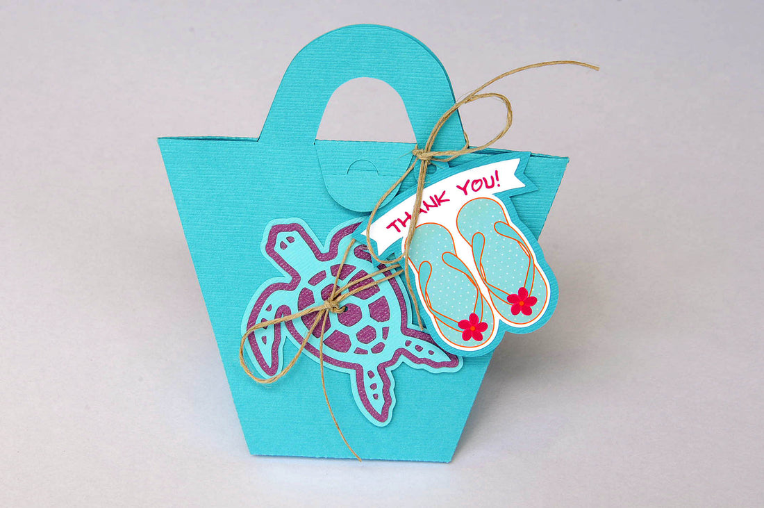Turquoise Beach Bag with Turtle Embellishment