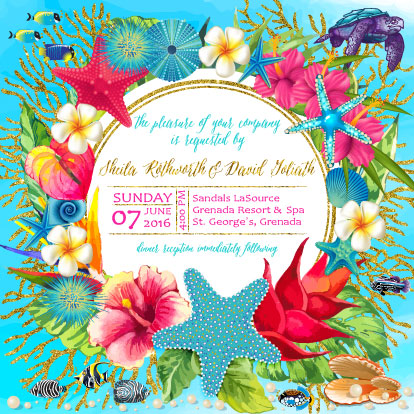 Coral Beach Tropical Wedding Invitation coming soon!