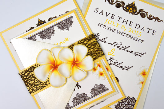 Thailand Themed Tropical Beach Wedding Invitation Suite