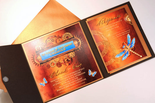Customized Steampunk Invitation and RSVP Suite and Save the Date