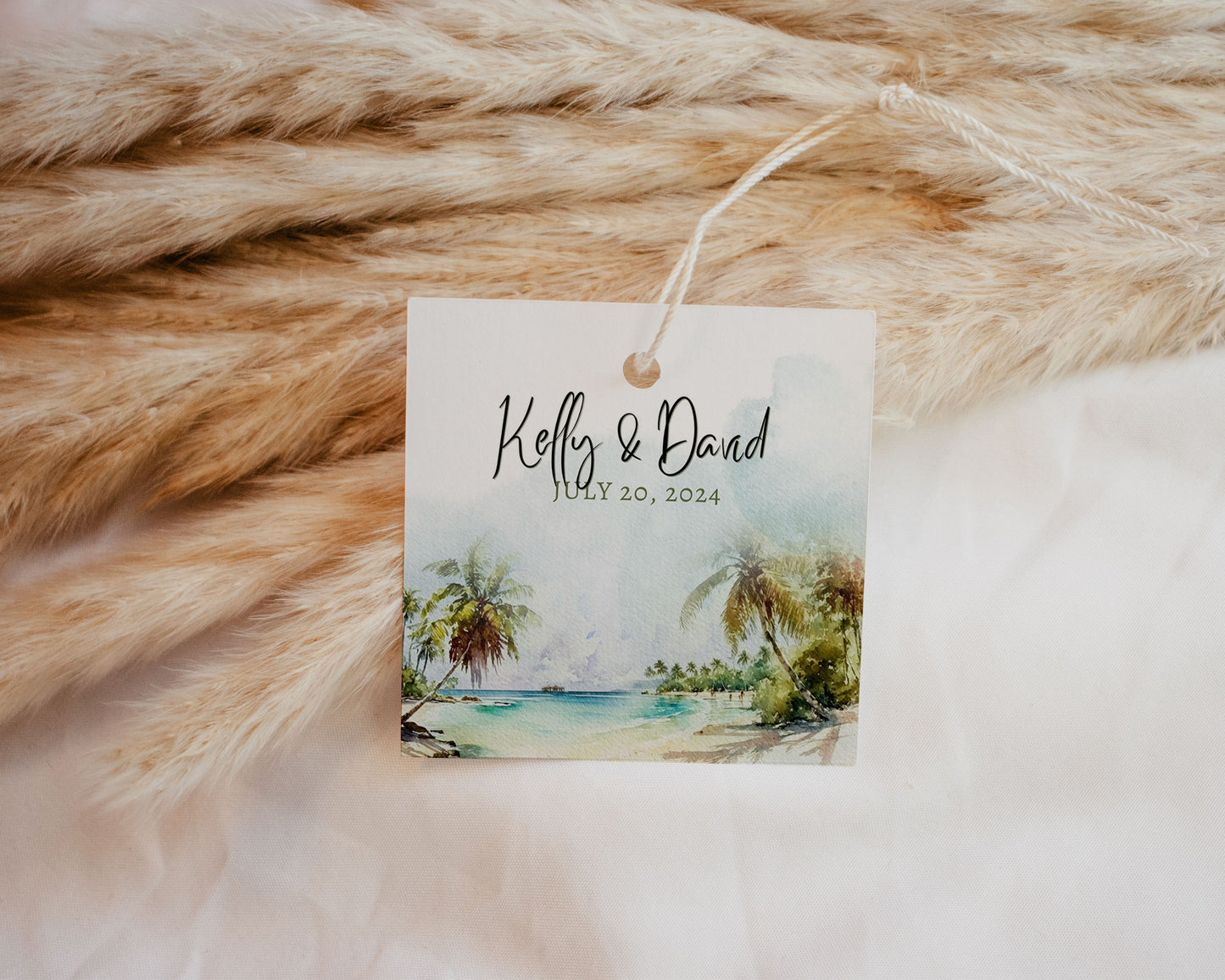 Beach Tropical Palm Trees Watercolour Destination Wedding Invitation and RSVP Suite Instant Download - "PALM TREES"