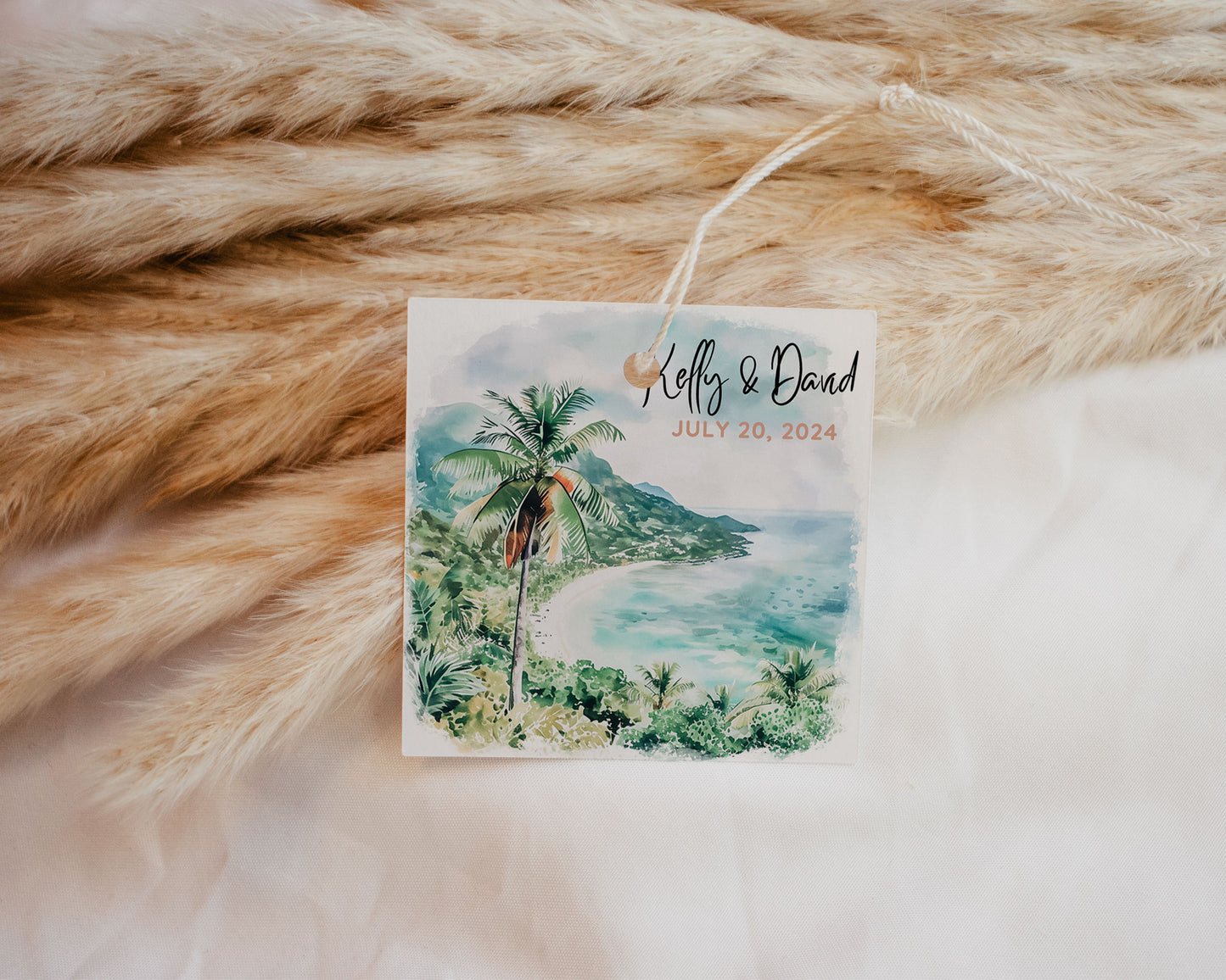 Bali Beach Tropical Palm Tree Jungle Temples Buddha Watercolour Destination Wedding Invitation and RSVP Suite Instant Download - "Bali"