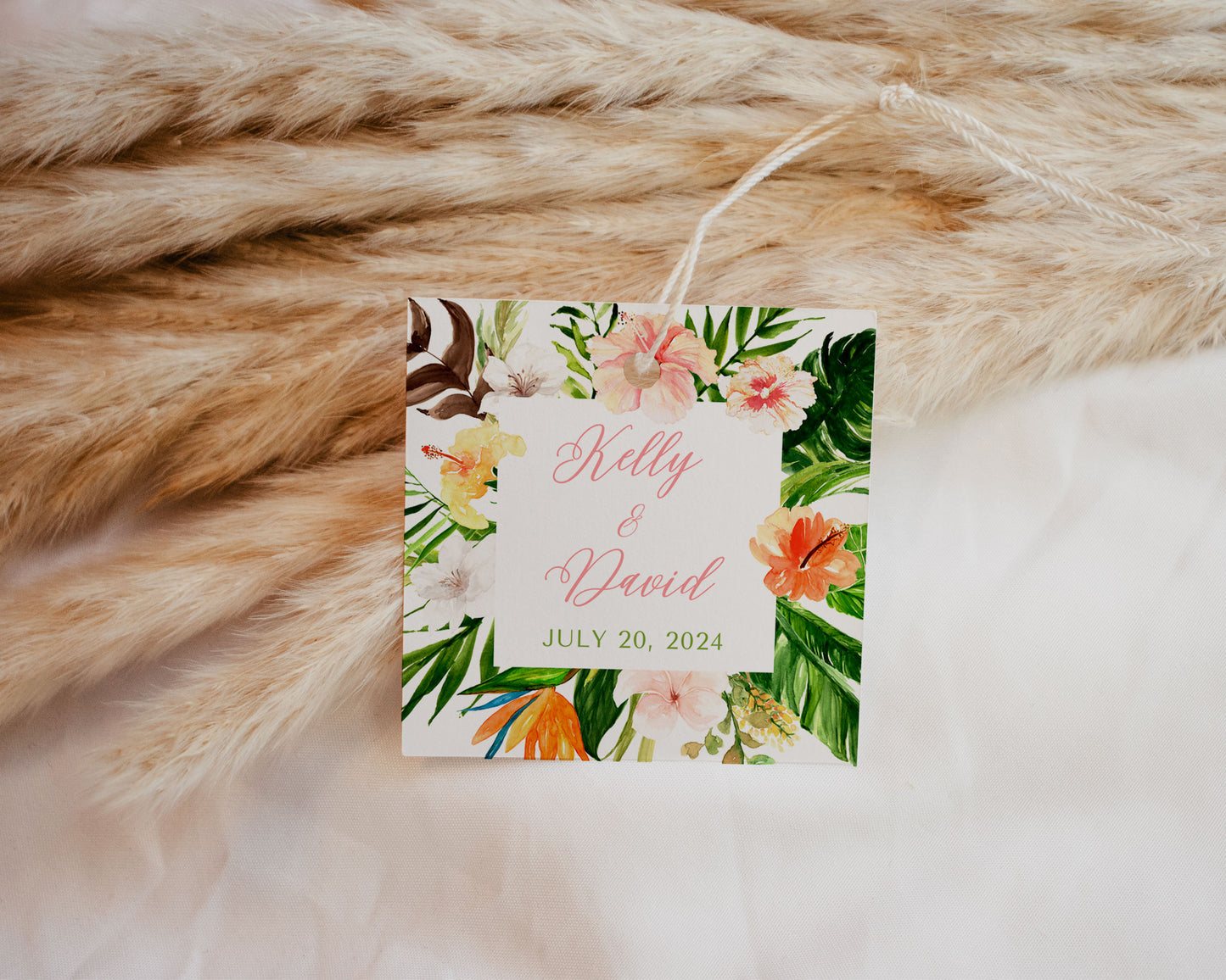 Beach Tropical Flamingo Hibiscus Frangipani Watercolour Destination Wedding Invitation and RSVP Suite Instant Download - "Tropical Flamingo"