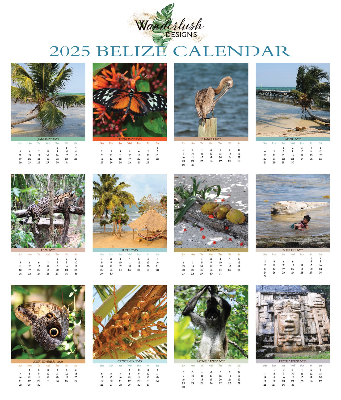 2025 Photo Calendar - Belize