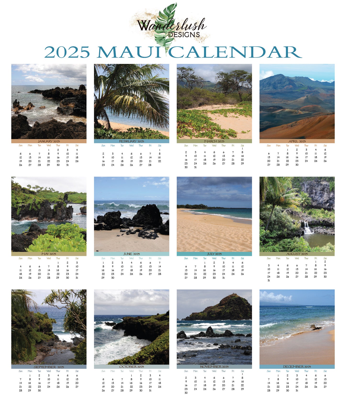 2025 Photo Calendar - Maui