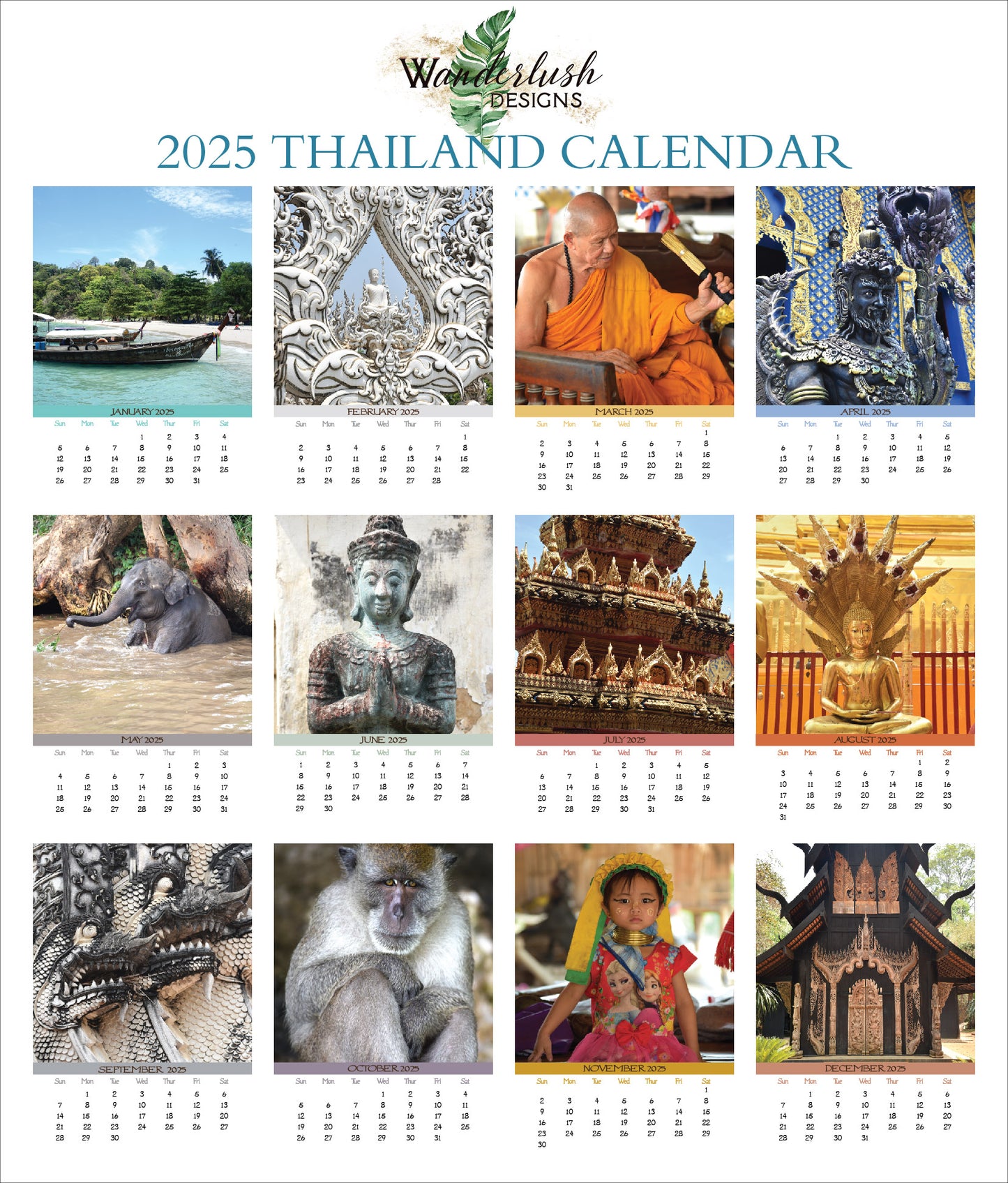 2025 Photo Calendar - Thailand