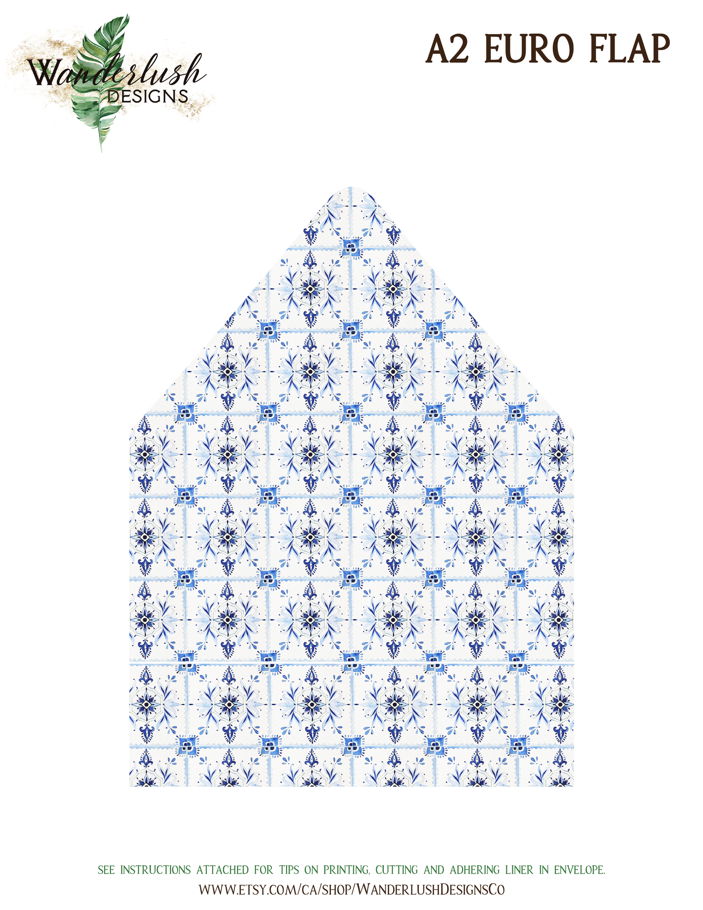 Digital "Instant Download" Mediterranean Greece Italy Portugal Destination Wedding A7 & A2 Euro Flap Envelope Liners 3 - "Santorini"