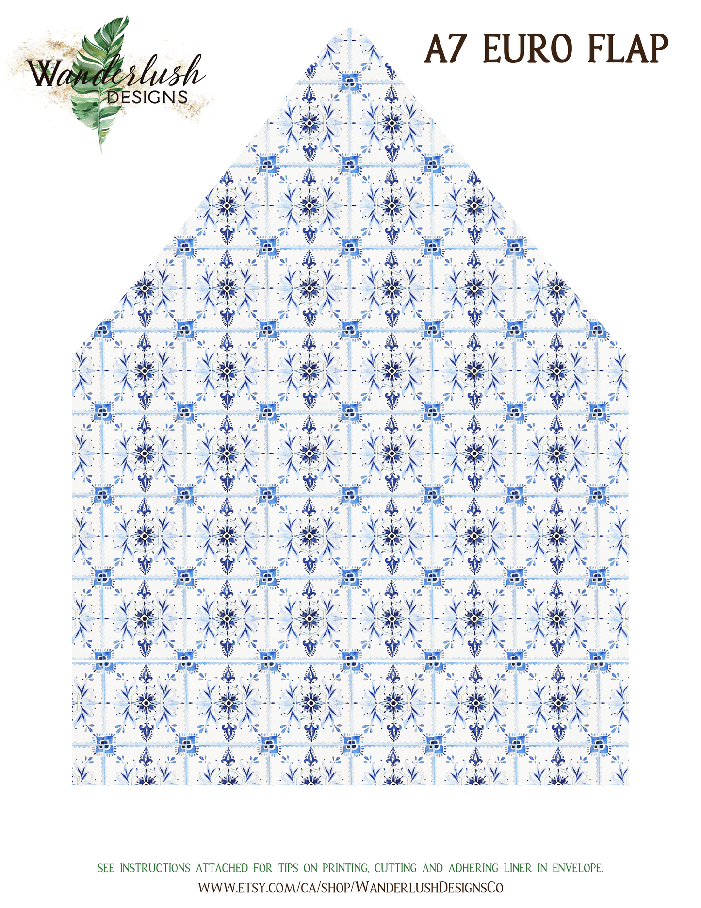 Digital "Instant Download" Mediterranean Greece Italy Portugal Destination Wedding A7 & A2 Euro Flap Envelope Liners 3 - "Santorini"
