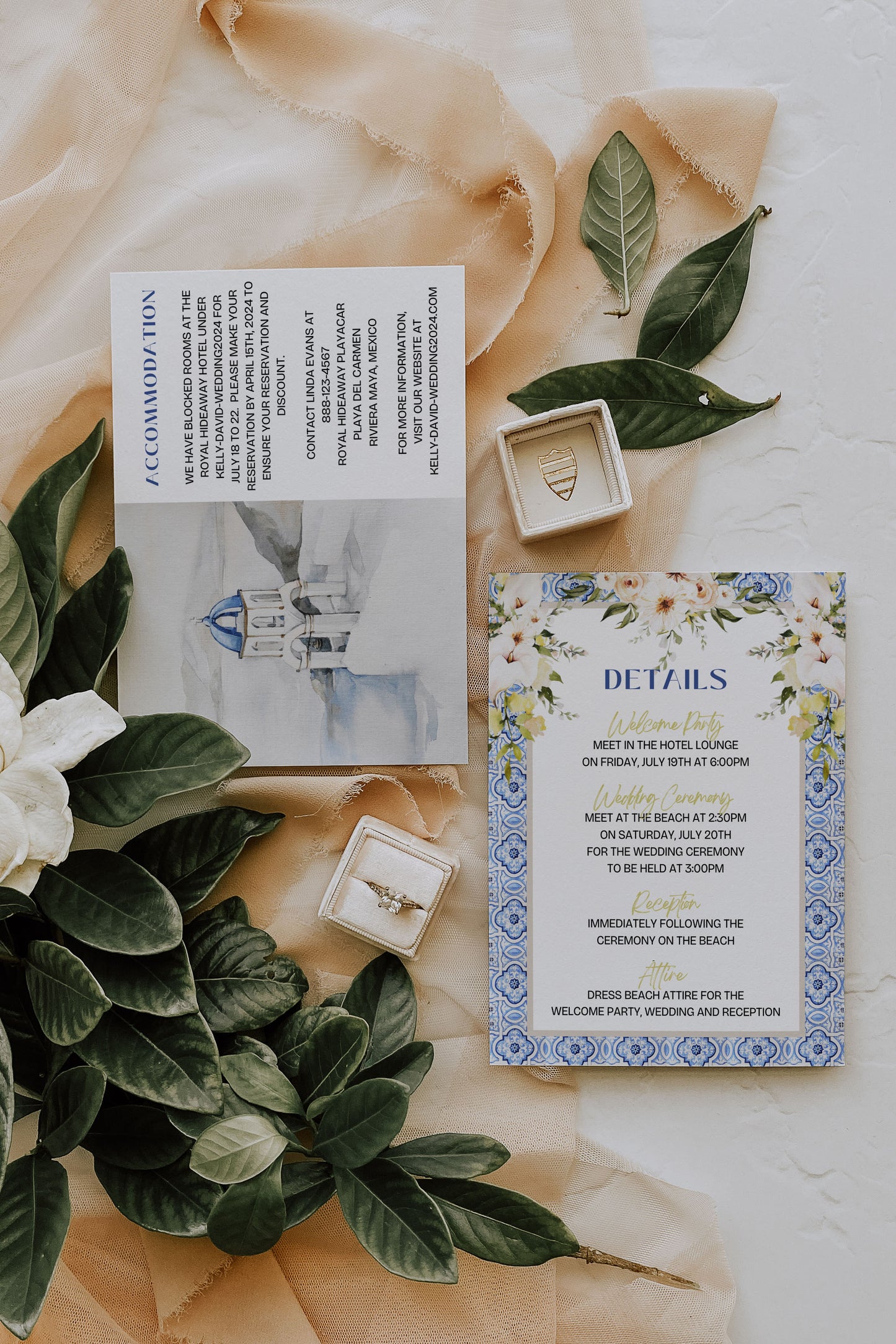 Mediterranean Greece Italy Portugal Watercolour Destination Wedding Save the Date Instant Download - "Santorini"