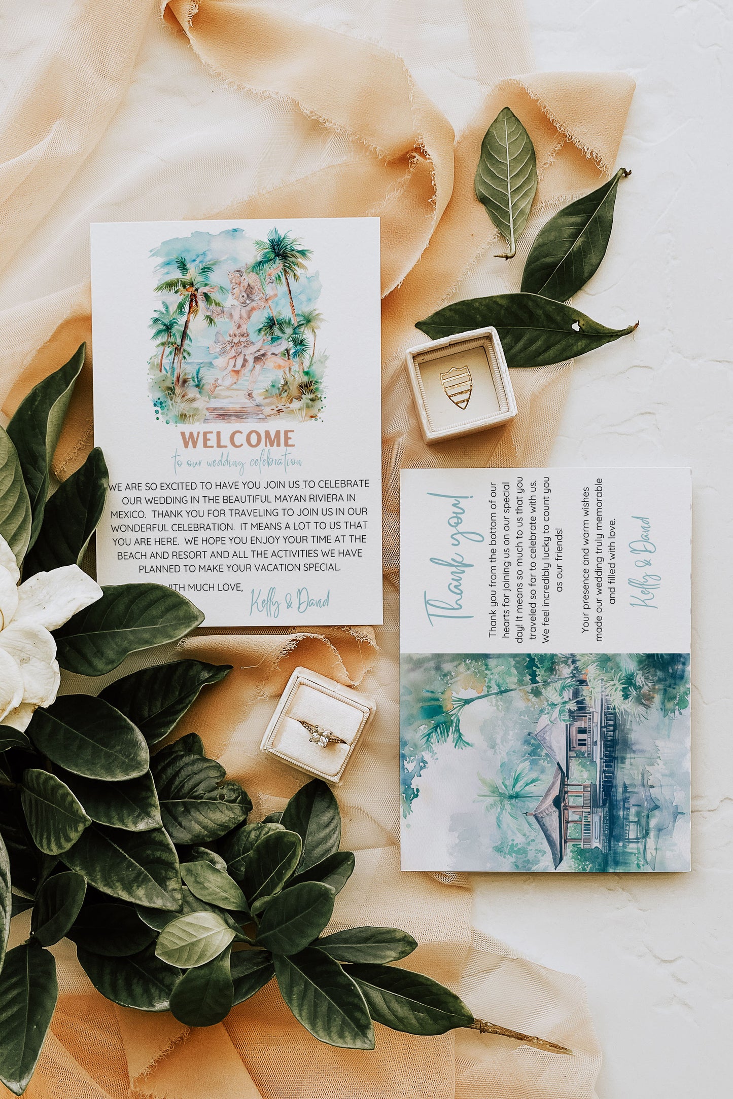 Bali Beach Tropical Palm Tree Jungle Temples Buddha Watercolour Destination Wedding Welcome Insert 4.25x5.5" Instant Download - "Bali"
