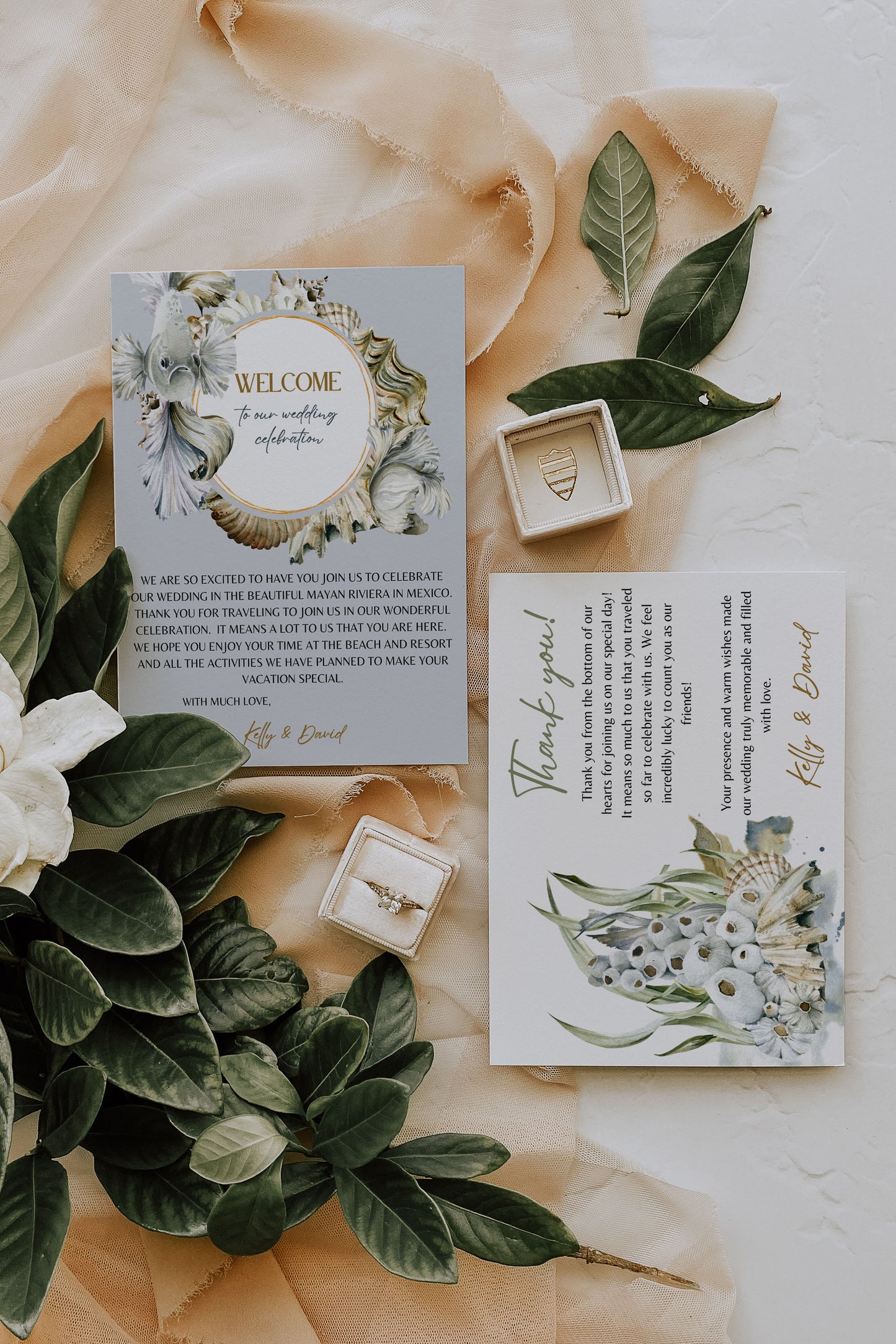 Beach Tropical Sea Shell Coastal Underwater Watercolour Destination Wedding Details Insert 4.25x5.5" Instant Download - "Siamese Fish"