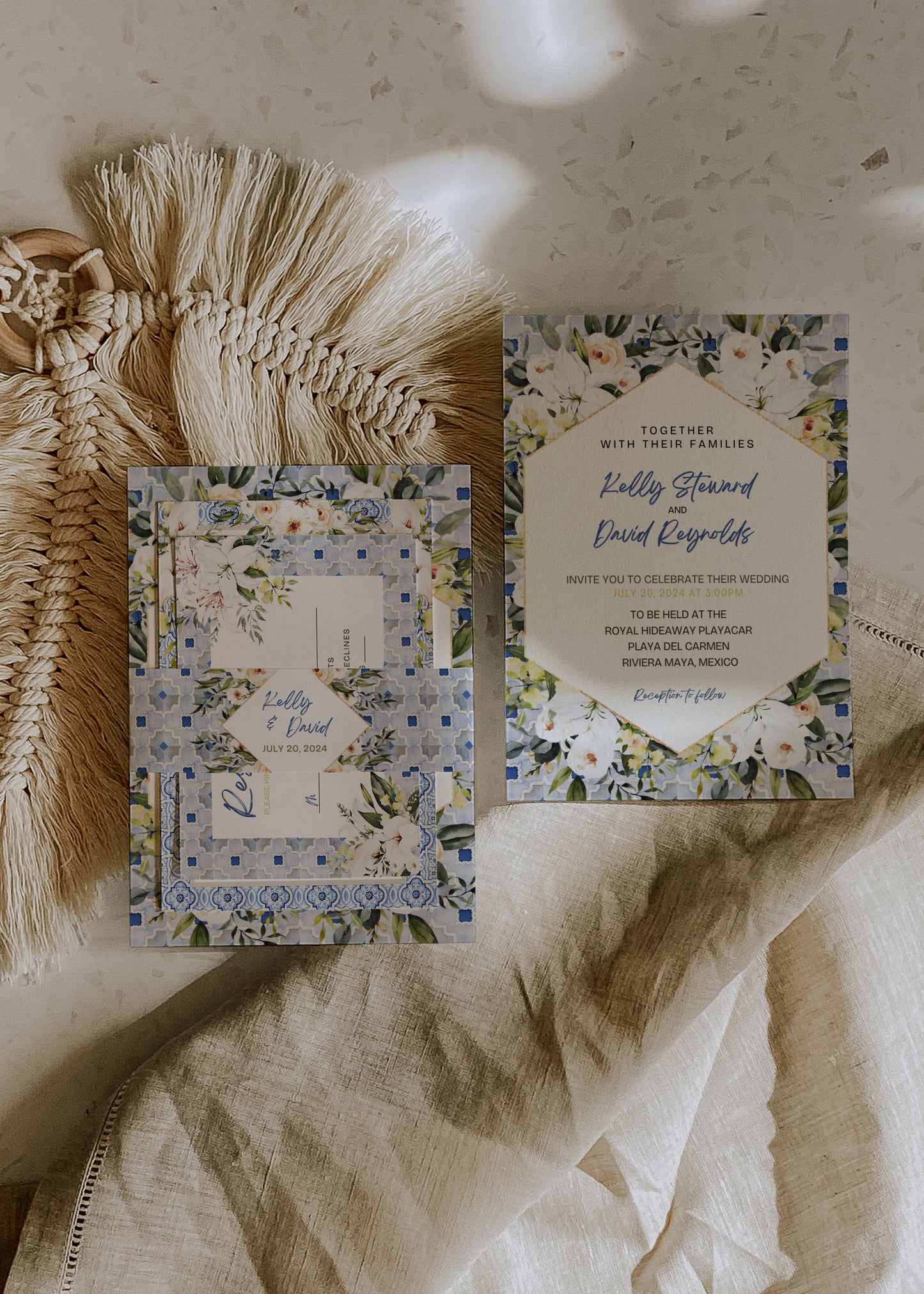 Mediterranean Greece Italy Portugal Watercolour Destination Wedding Save the Date Instant Download - "Santorini"