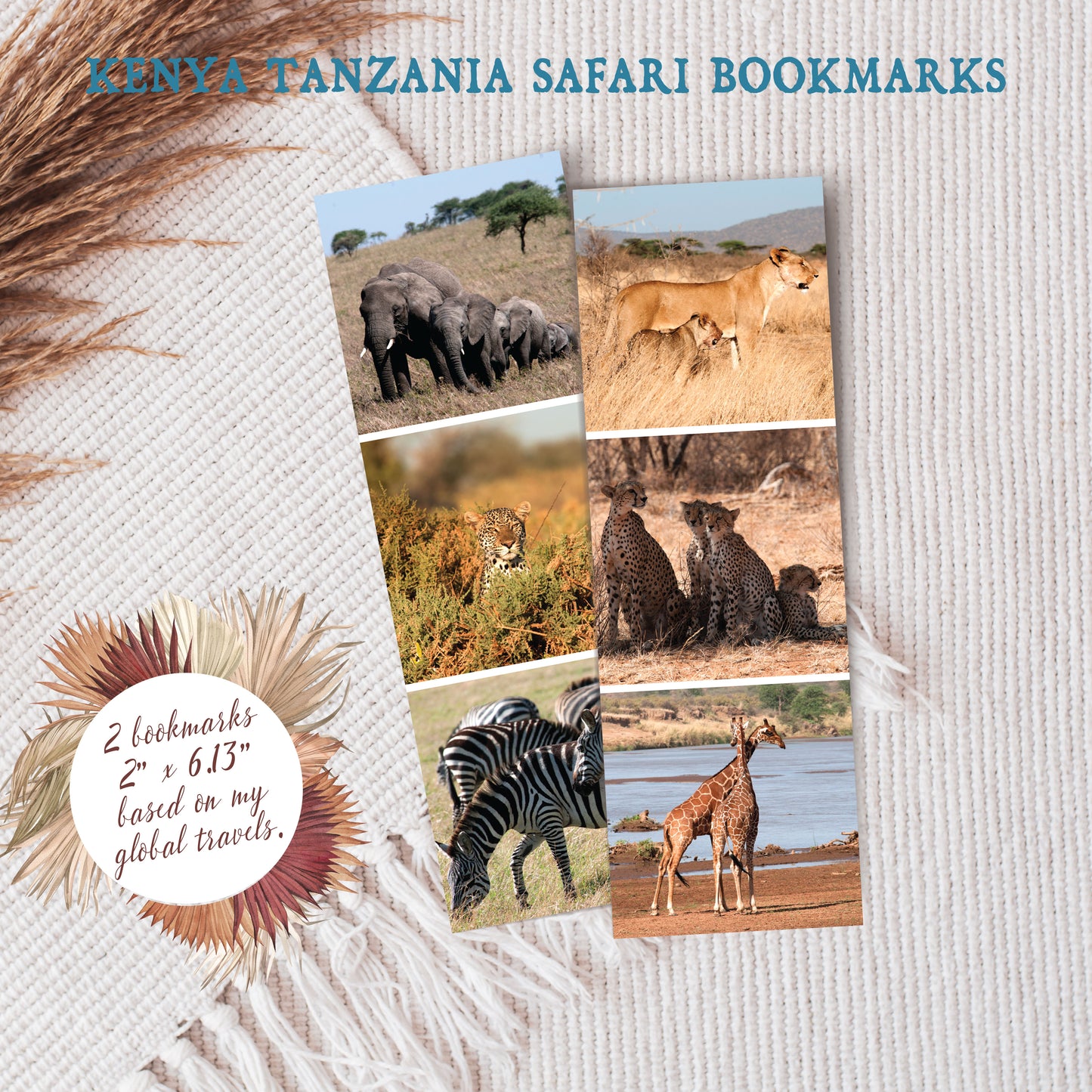 Travel Photo Bookmarks 2x6" - Kenya and Tanzania Safari