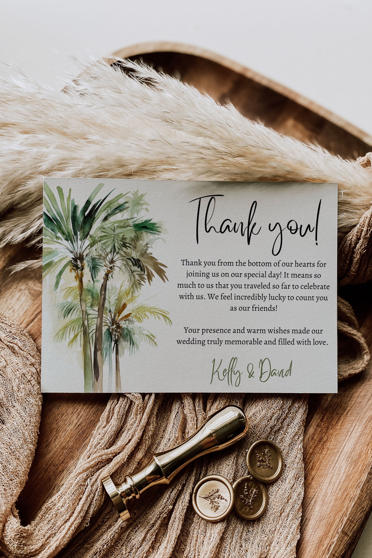 Beach Tropical Palm Trees Watercolour Destination Wedding Invitation and RSVP Suite Instant Download - "PALM TREES"