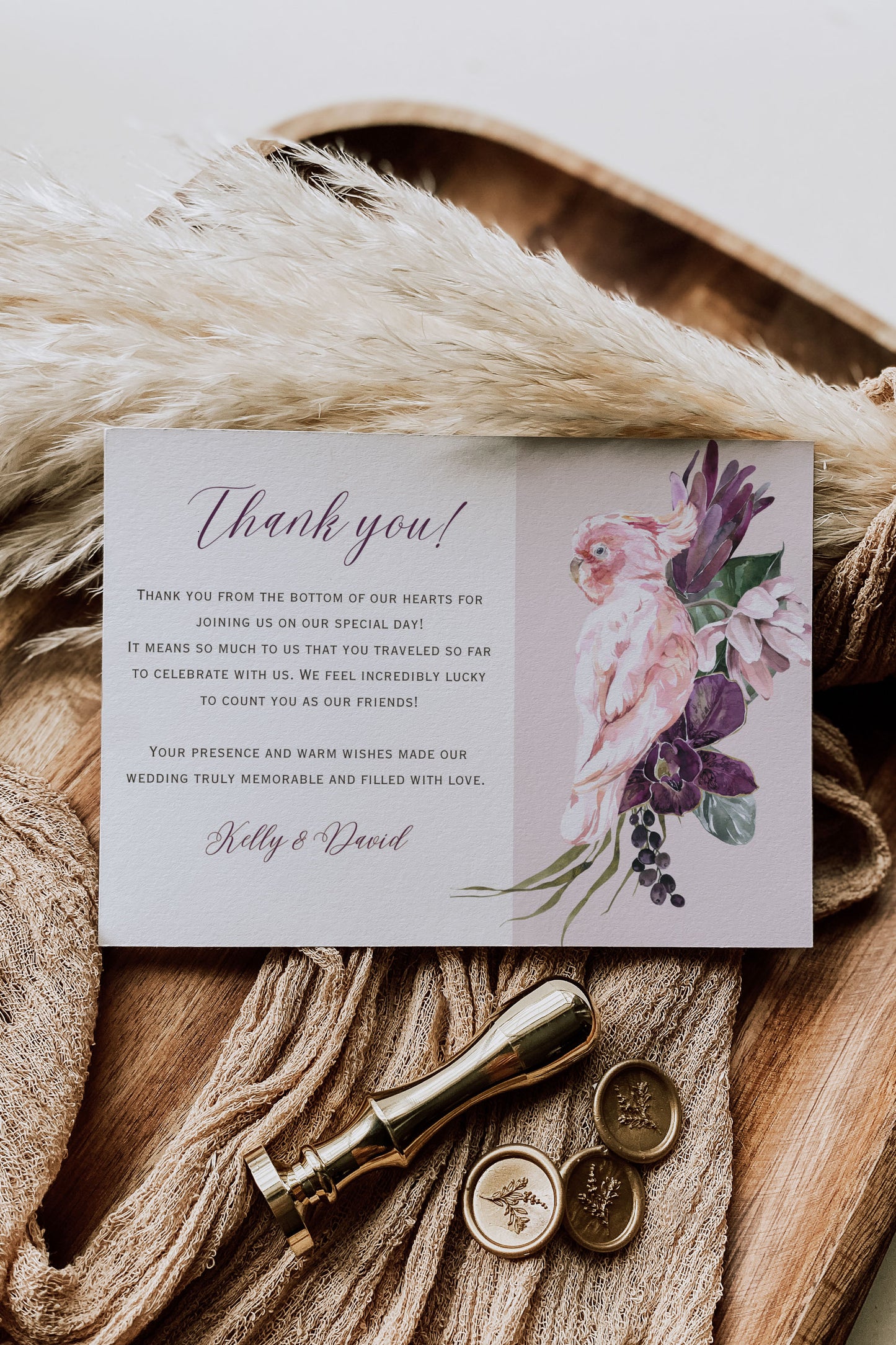 Beach Tropical Floral Cockatoo Watercolour Destination Wedding Welcome Insert 4.25x5.5" Instant Download - "Tropical Floral"