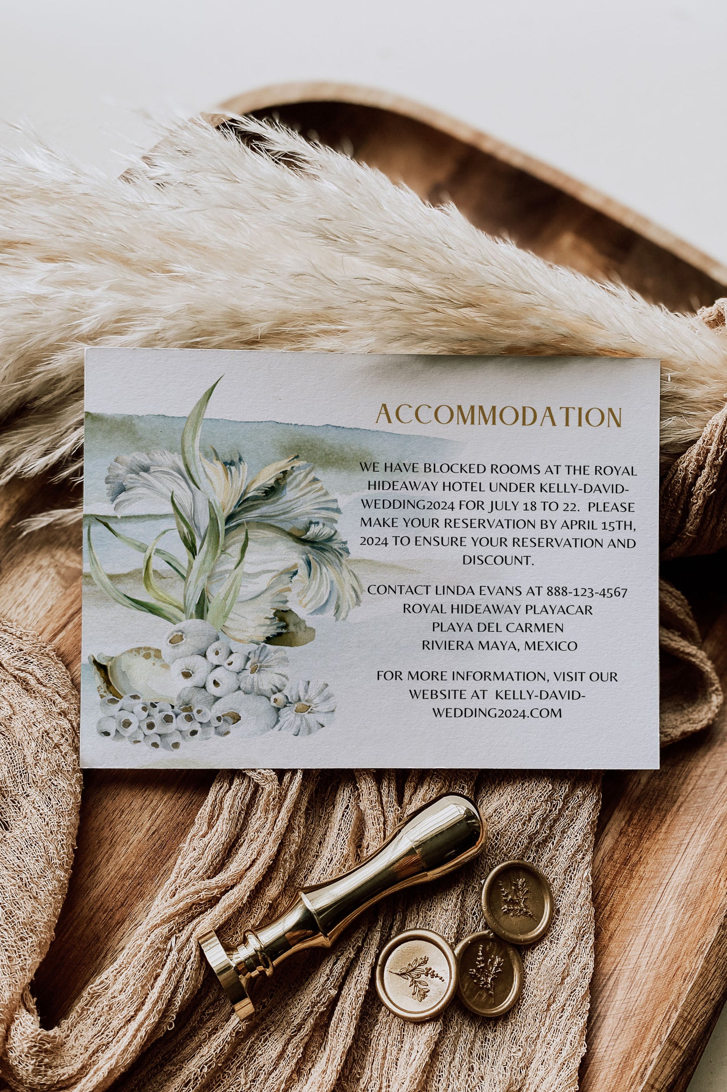 Beach Tropical Sea Shell Coastal Underwater Watercolour Destination Wedding Details Insert 4.25x5.5" Instant Download - "Siamese Fish"