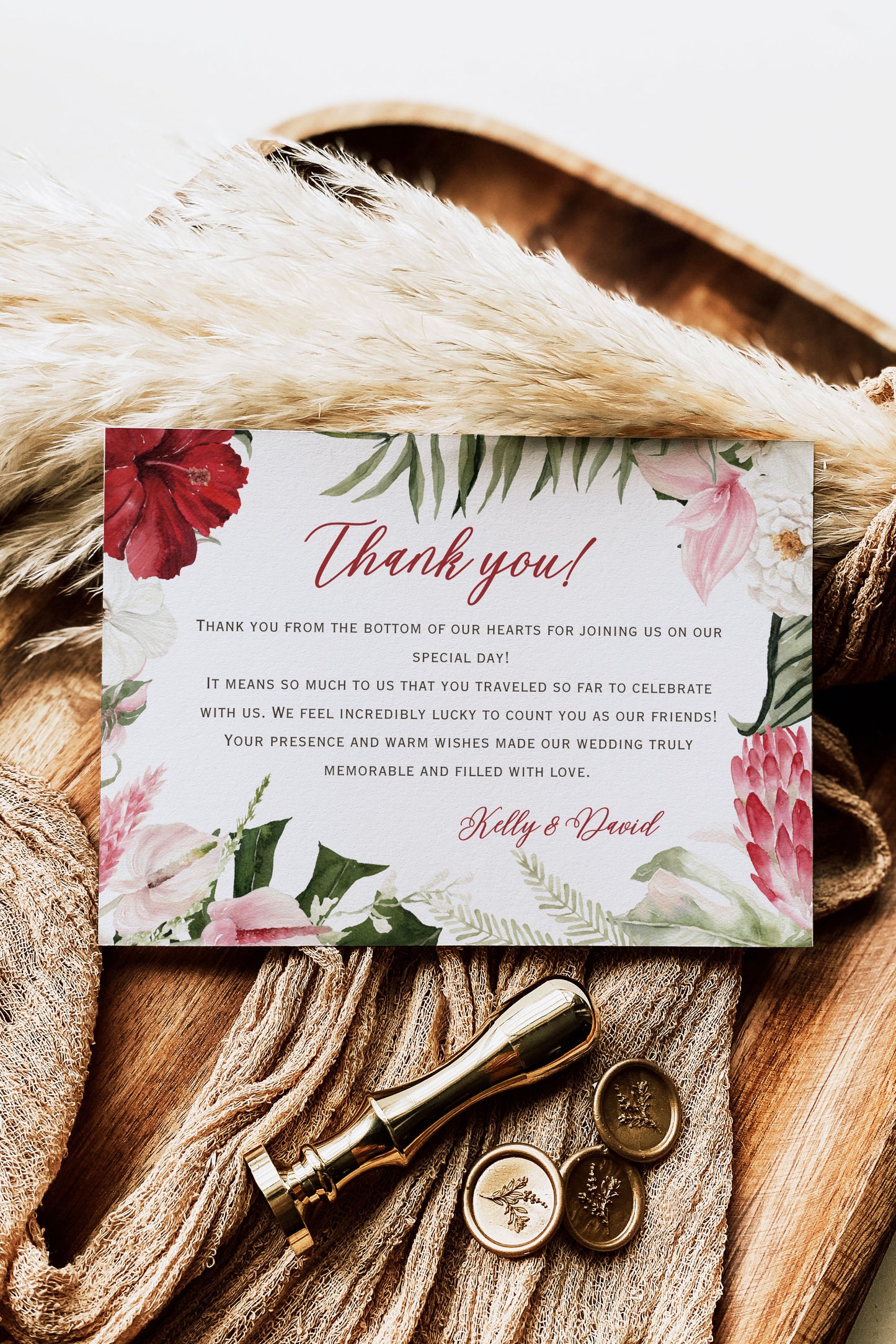 Beach Tropical Hibiscus Jungle Orchid Cockatoo Heart Watercolour Destination Wedding Save the Date Instant Download - "Hibiscus"