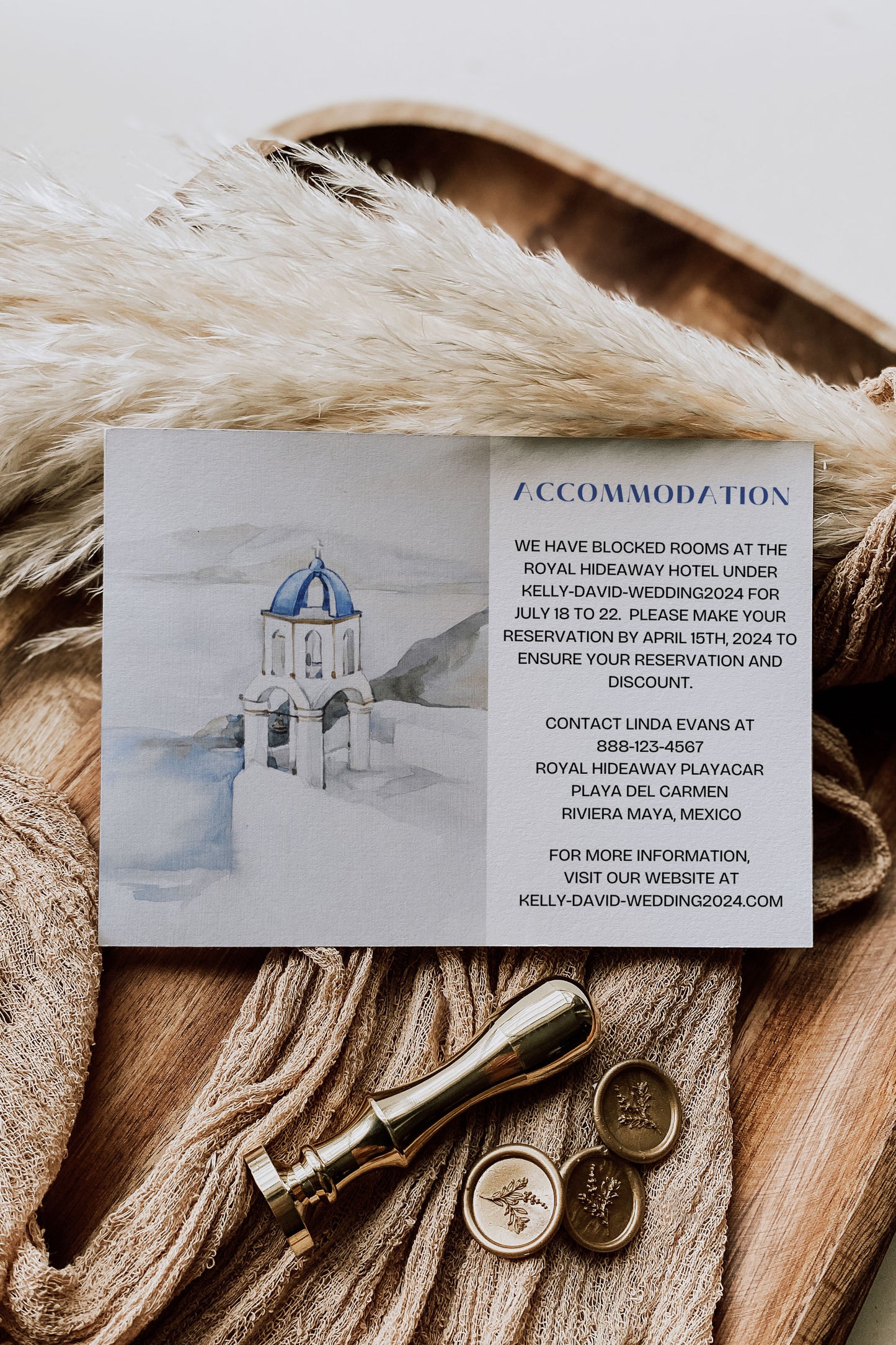 Mediterranean Greece Italy Portugal Watercolour Destination Wedding Save the Date Instant Download - "Santorini"