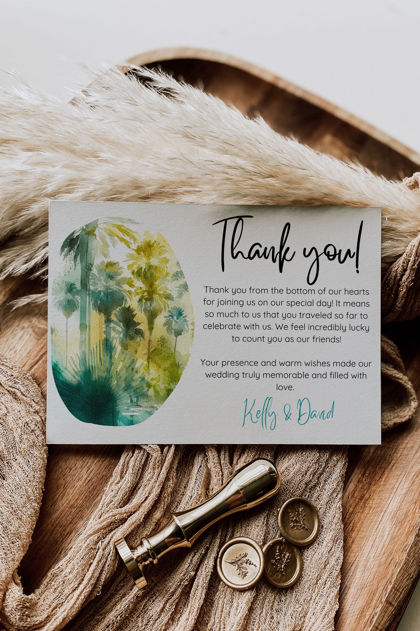 Beach Tropical Palm Tree Jungle Watercolour Destination Wedding Invitation and RSVP Suite Instant Download - "Tropical Palm"