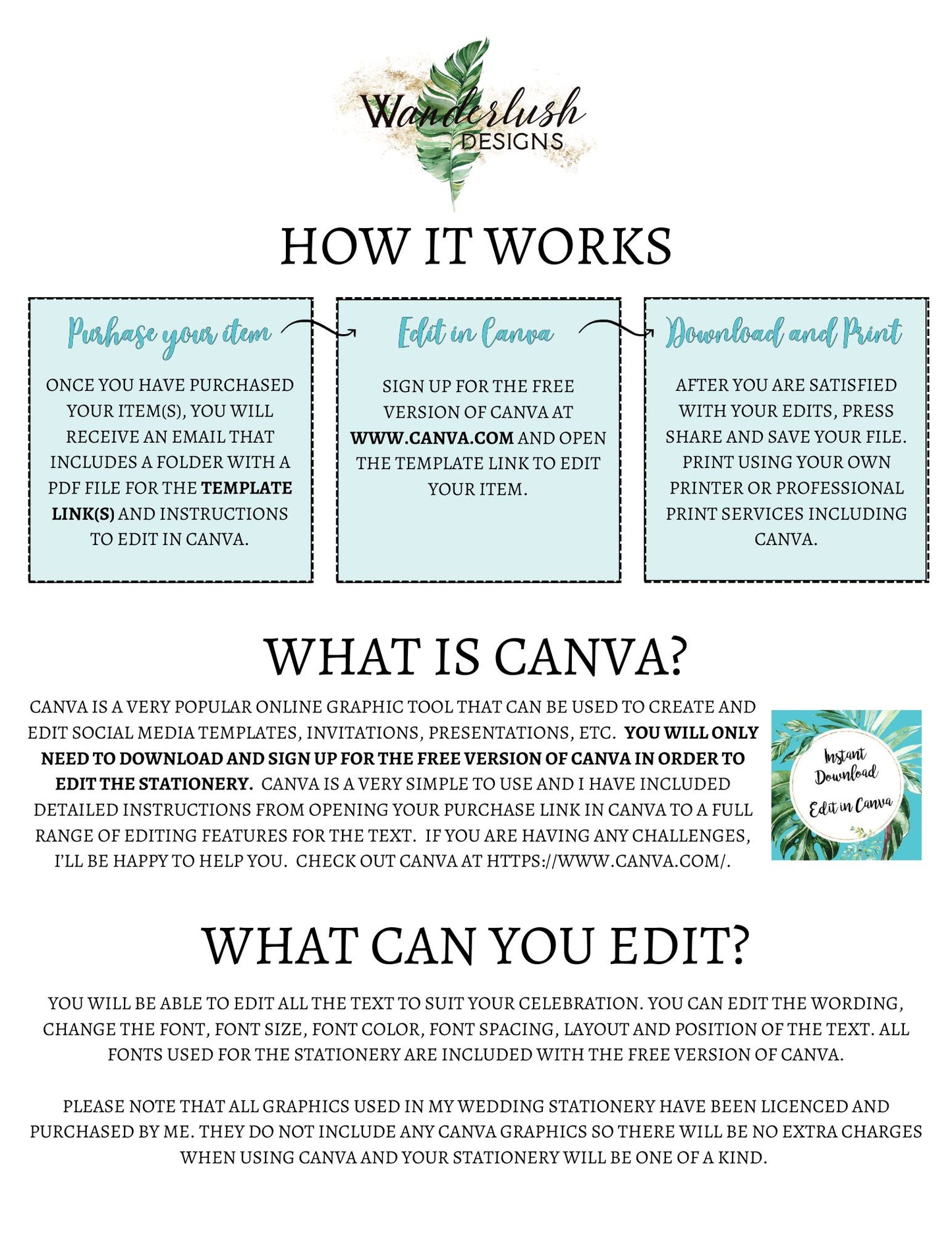 Tropical Details Wedding Insert, Beach Details Wedding Insert, Destination Wedding Invitation, Parrot, Jungle, Instant Download Watercolour Destination Wedding Accommodation 4.25x5.5" Instant Download - "Paraiso"