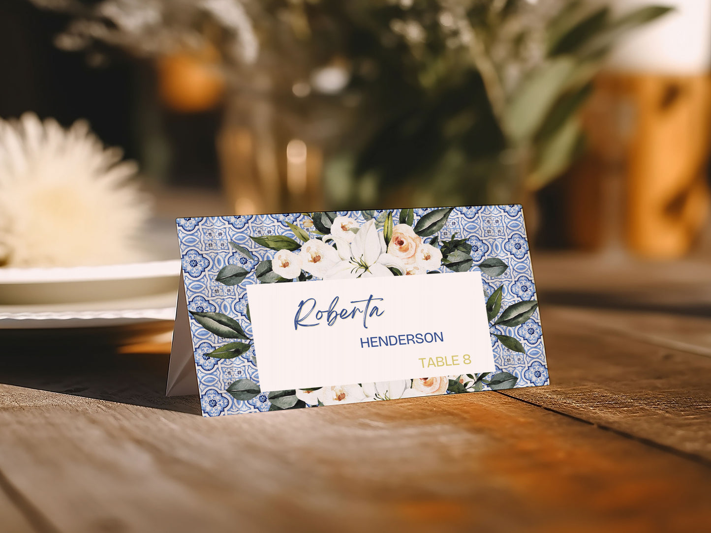 Mediterranean Greece Italy Portugal Watercolour Destination Wedding Menu 5x7" Instant Download - "Santorini"