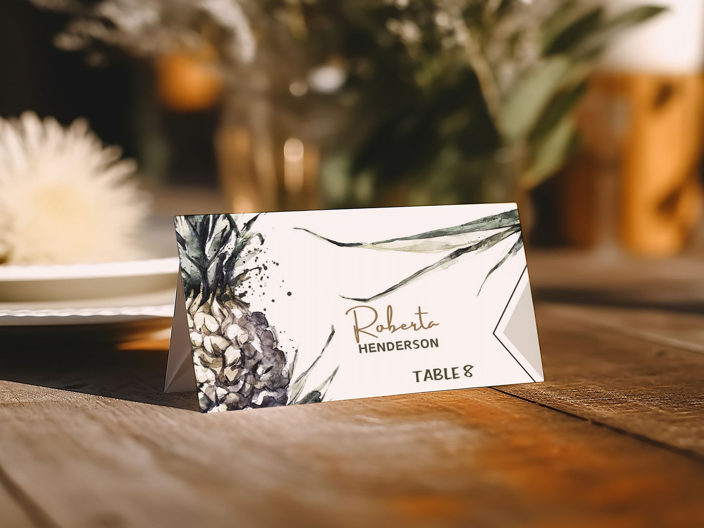 Beach Tropical Mulatto Pineapple Watercolour Destination Wedding Menu 5x7" Instant Download - "MULATTO"