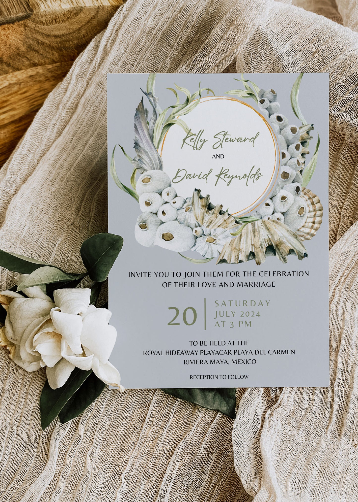 Beach Tropical Sea Shell Coastal Underwater Watercolour Destination Wedding Details Insert 4.25x5.5" Instant Download - "Siamese Fish"