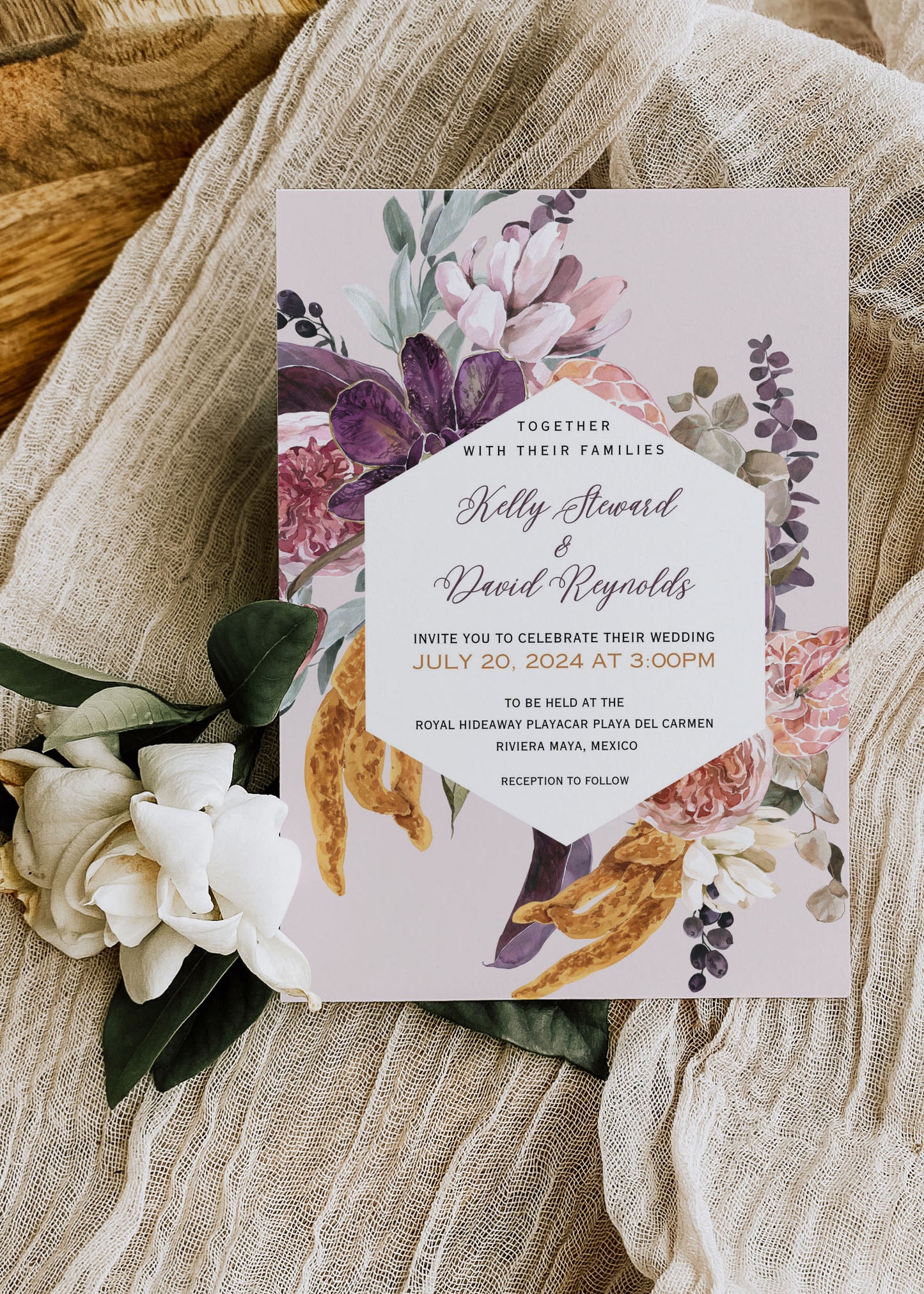 Beach Tropical Floral Cockatoo Watercolour Destination Wedding Welcome Insert 4.25x5.5" Instant Download - "Tropical Floral"
