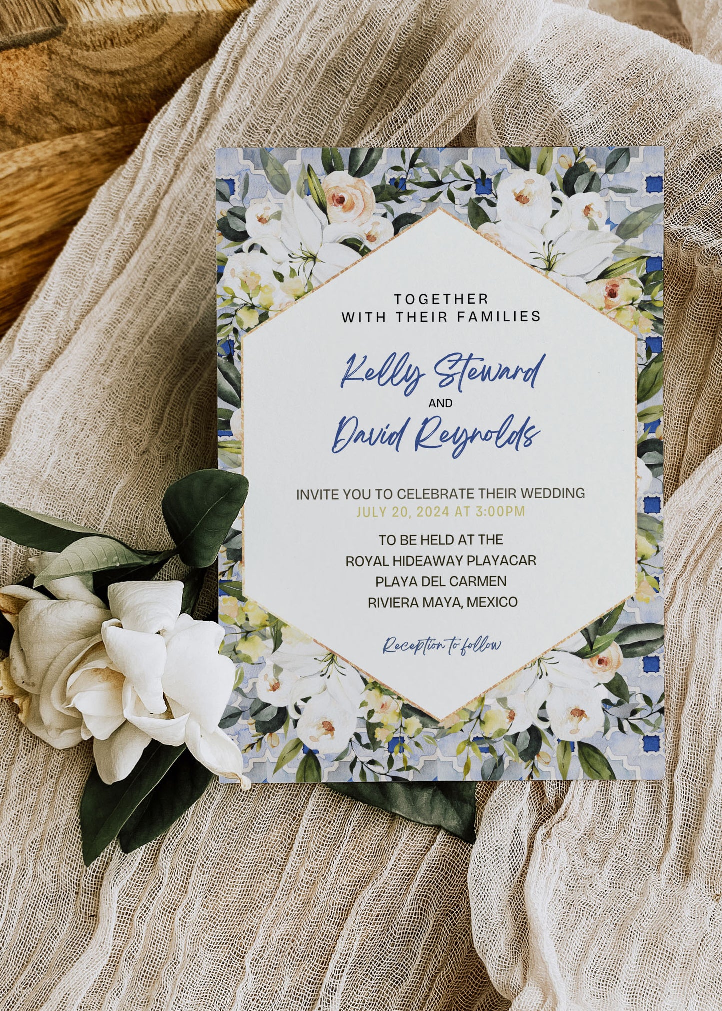 Mediterranean Greece Italy Portugal Watercolour Destination Wedding Save the Date Instant Download - "Santorini"