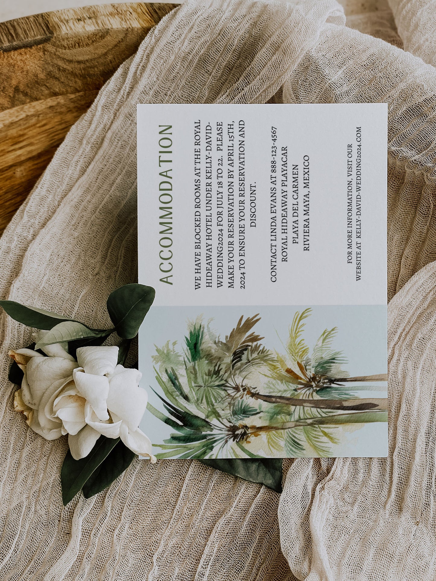 Beach Tropical Palm Trees Watercolour Destination Wedding Invitation and RSVP Suite Instant Download - "PALM TREES"