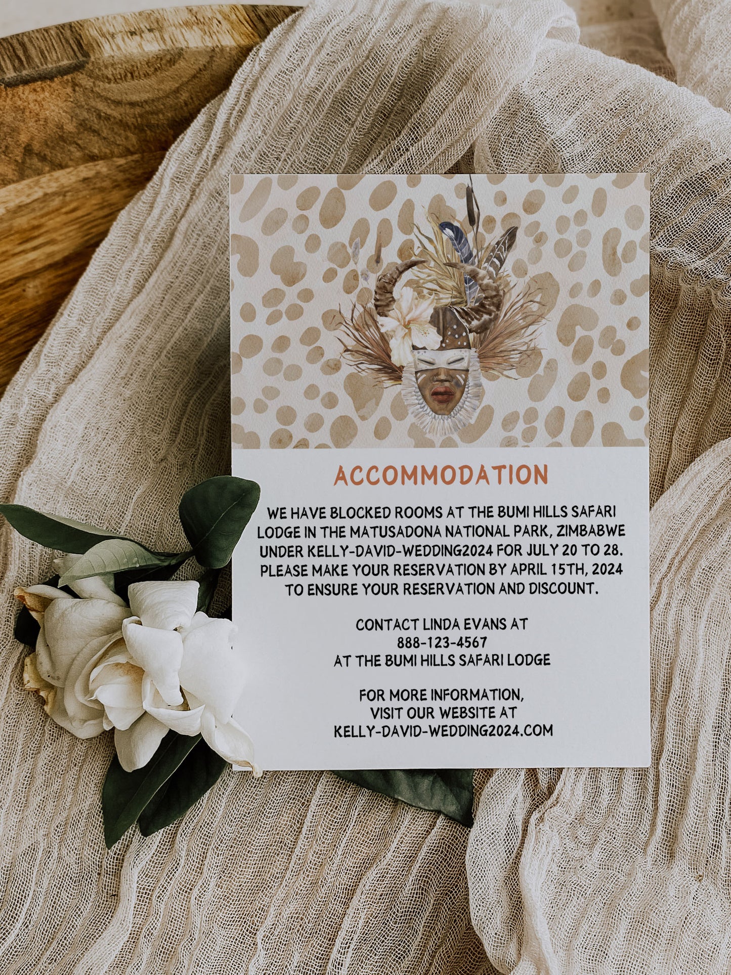 African Safari Savanna Wild Animal Tropical Palm Tree Watercolour Destination Wedding Accommodation 4.25x5.5" Instant Download - "African Safari"