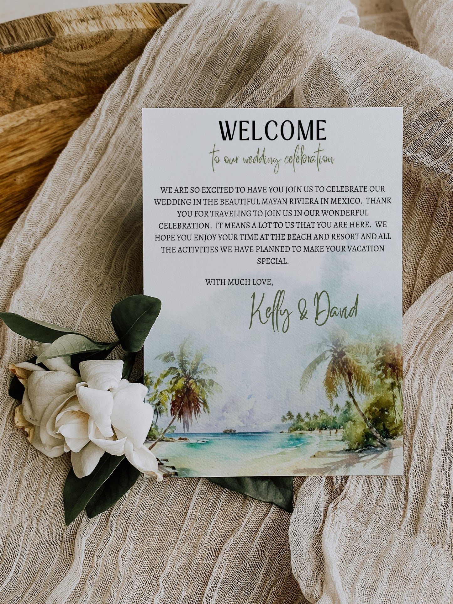 Beach Tropical Palm Trees Watercolour Destination Wedding Invitation and RSVP Suite Instant Download - "PALM TREES"