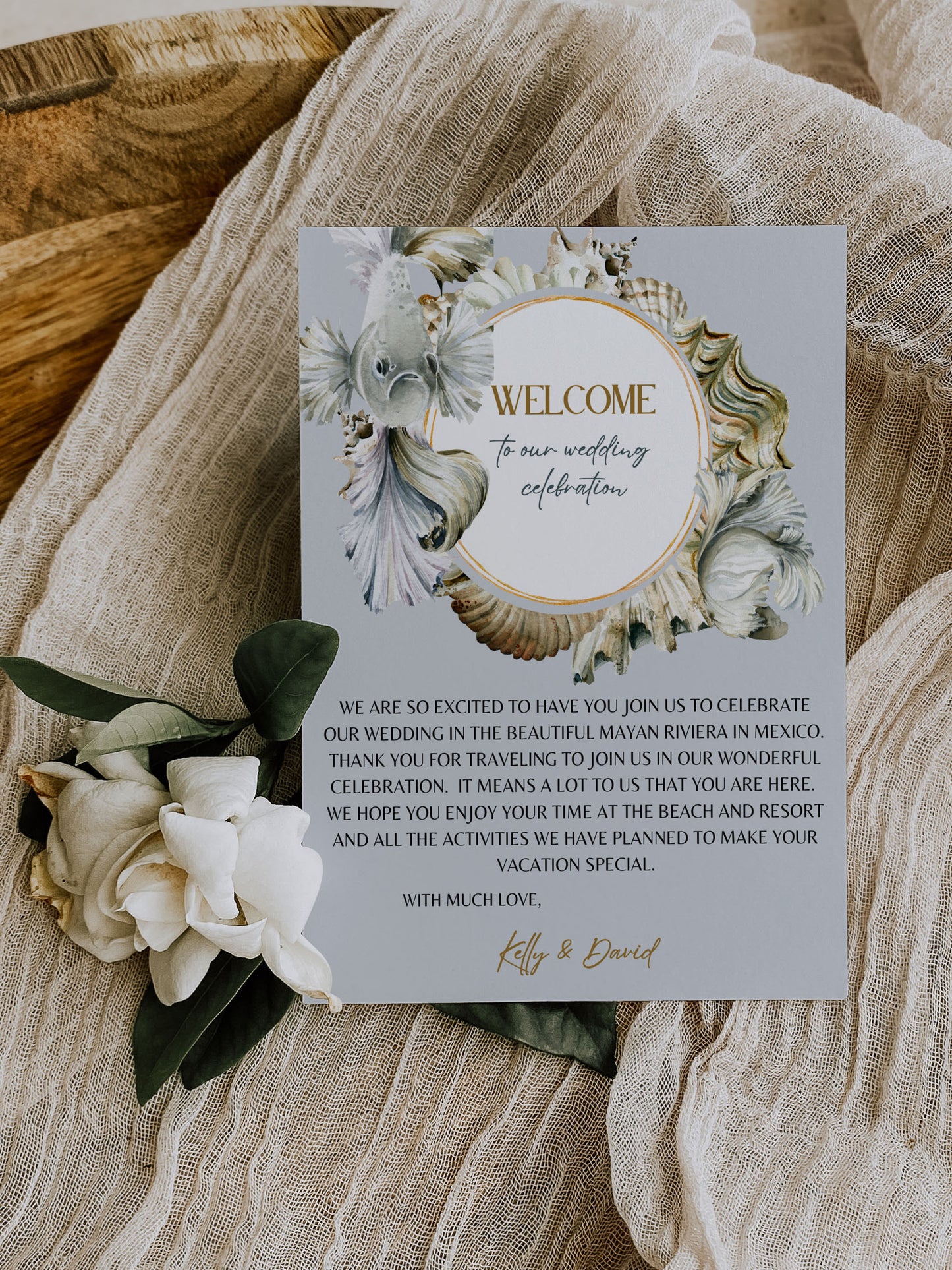 Beach Tropical Sea Shell Coastal Underwater Watercolour Destination Wedding Details Insert 4.25x5.5" Instant Download - "Siamese Fish"