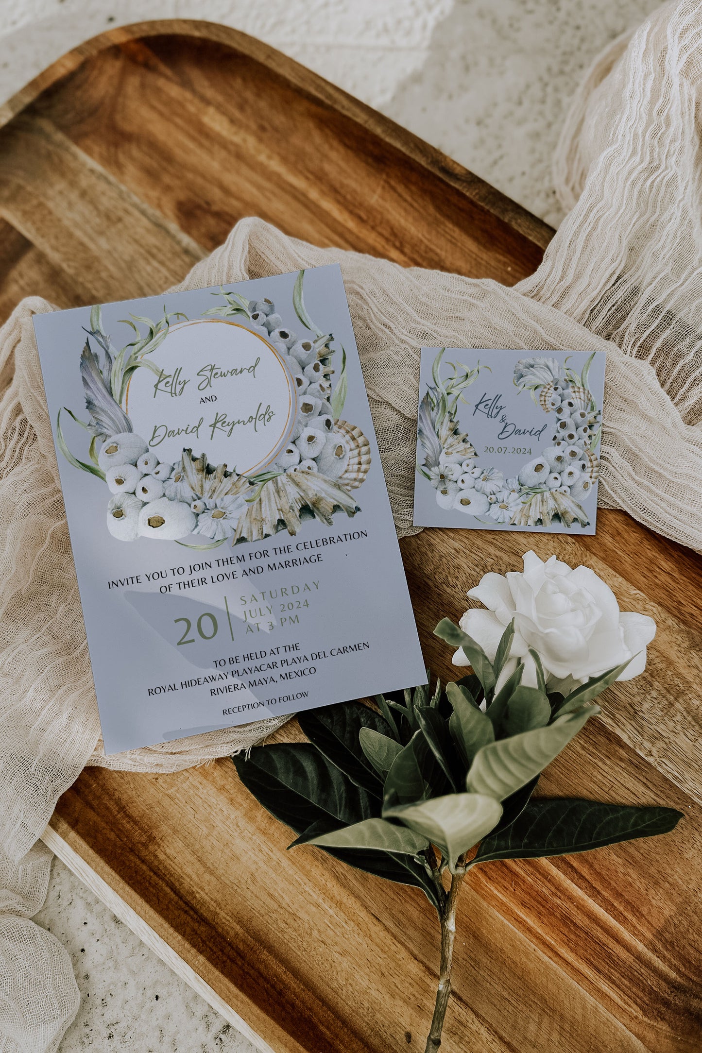 Beach Tropical Sea Shell Coastal Underwater Watercolour Destination Wedding Invitation and RSVP Suite Instant Download - "Siamese Fish"
