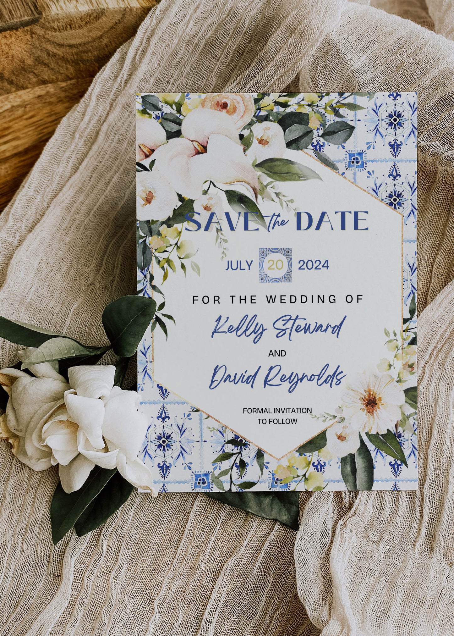 Mediterranean Greece Italy Portugal Watercolour Destination Wedding Save the Date Instant Download - "Santorini"