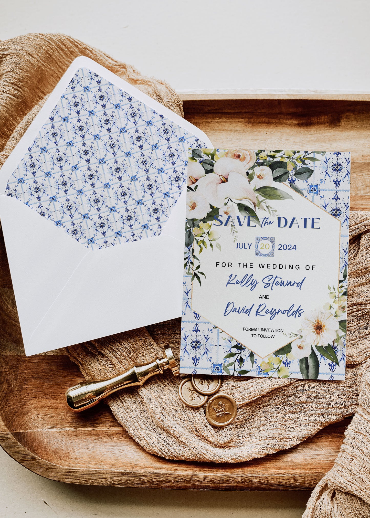 Mediterranean Greece Italy Portugal Watercolour Destination Wedding Save the Date Instant Download - "Santorini"