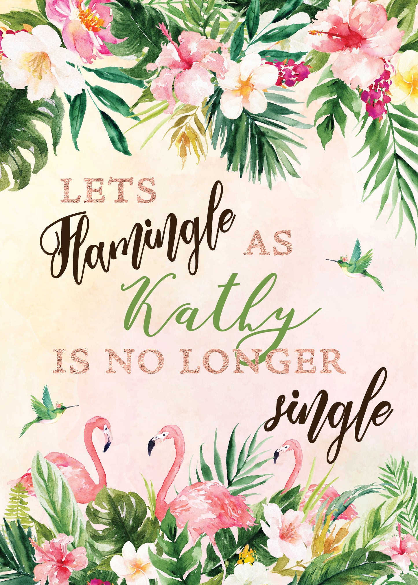 Tropical Floral Watercolor Beach Destination Wedding Let's Flamingle Bachelorette Party Invitation Digital - 'TROPICAL LUSH"