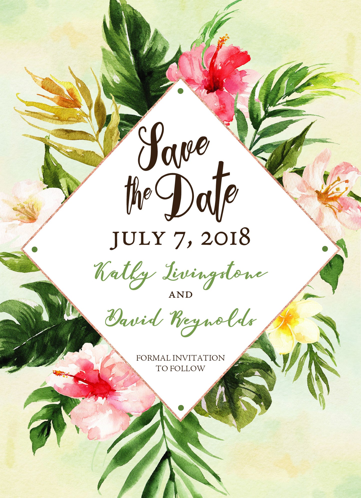 Tropical Floral Watercolor Beach Destination Wedding Save the Date Digital - 'TROPICAL LUSH"