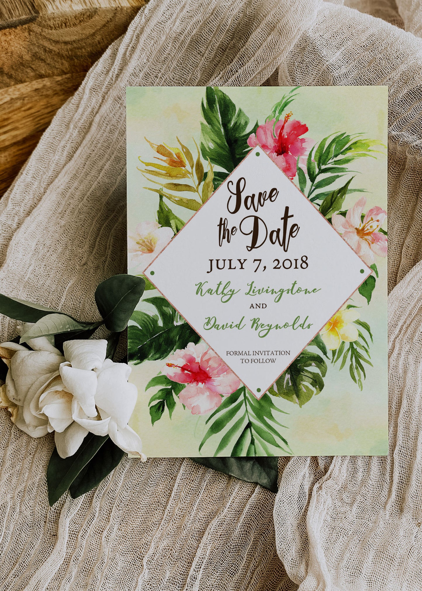 Tropical Floral Watercolor Beach Destination Wedding Save the Date Digital - 'TROPICAL LUSH"