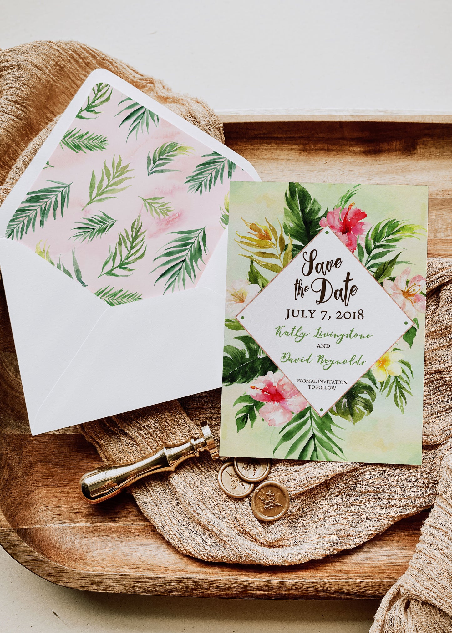 Tropical Floral Watercolor Beach Destination Wedding Save the Date Digital - 'TROPICAL LUSH"