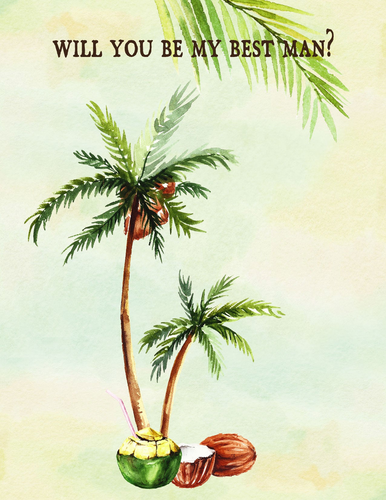 Tropical Floral Watercolor Beach Destination "Will you be my Best Man" Digital "Instant Download" Invitation 2 - 'TROPICAL LUSH"