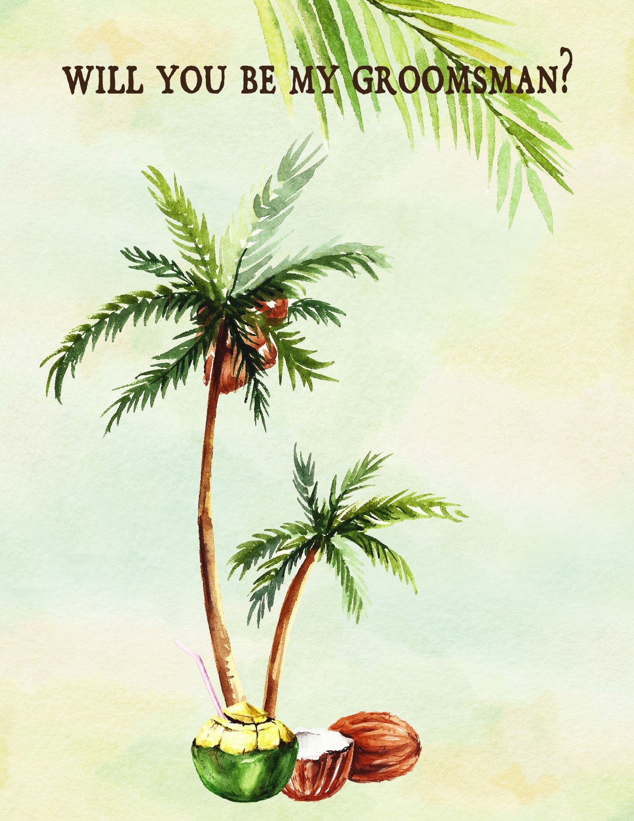 Tropical Floral Watercolor Beach Destination "Will you be my Groomsman" Digital "Instant Download" Invitation 2 - 'TROPICAL LUSH"