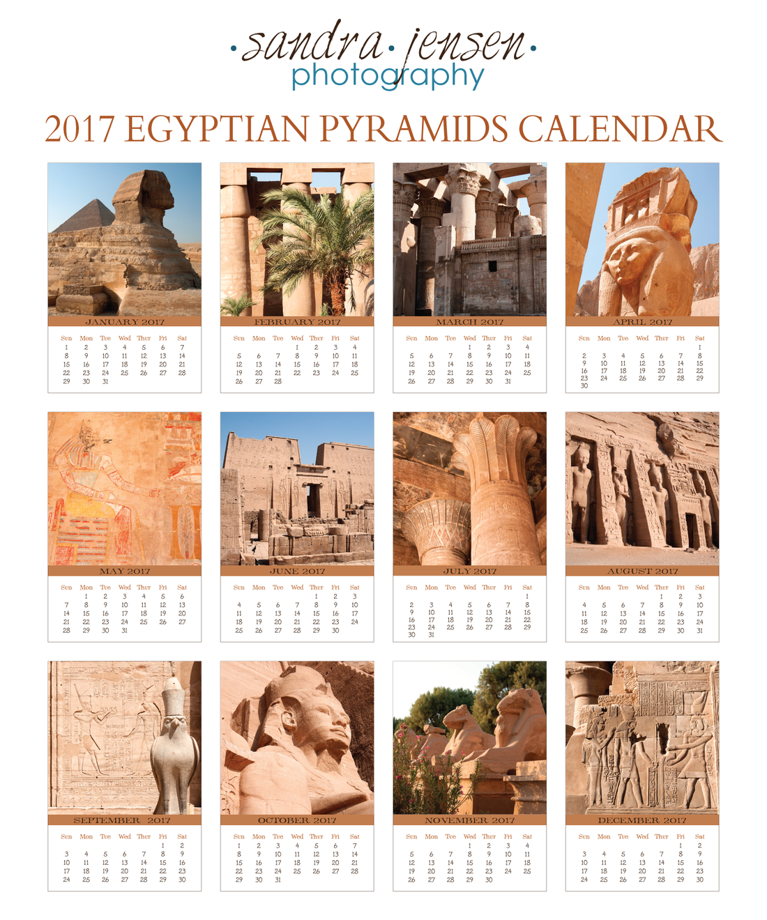 Final New 2017 Calendar showcasing the Egyptian Pyramids!