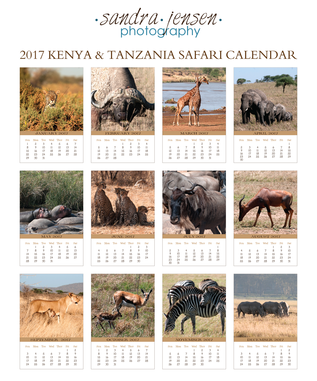 Here are my Kenya & Tanzania safari and Zanzibar 2017 calendars!