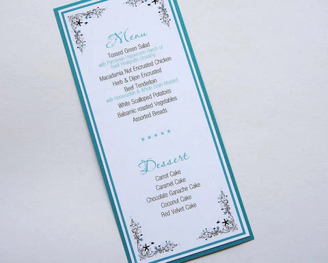 Beach Themed Menu