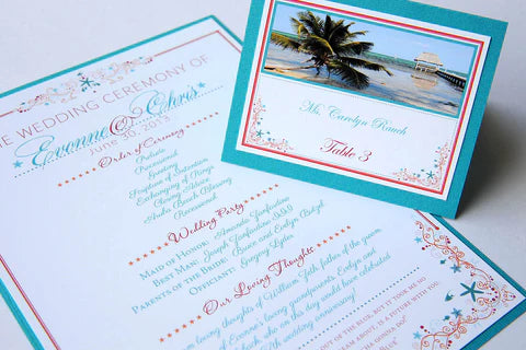 Tropical Beach Themed Programs and Place Cards