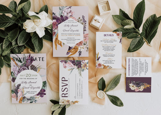 "Beach Tropical Floral" Digital Invitation Suite and Accessories