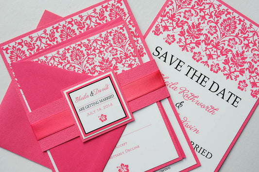 Beautiful Beach Themed Damask Wedding Stationery Designs!
