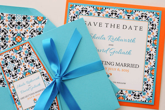 Mexican/Spanish Tile Wedding Suite and Favour Box